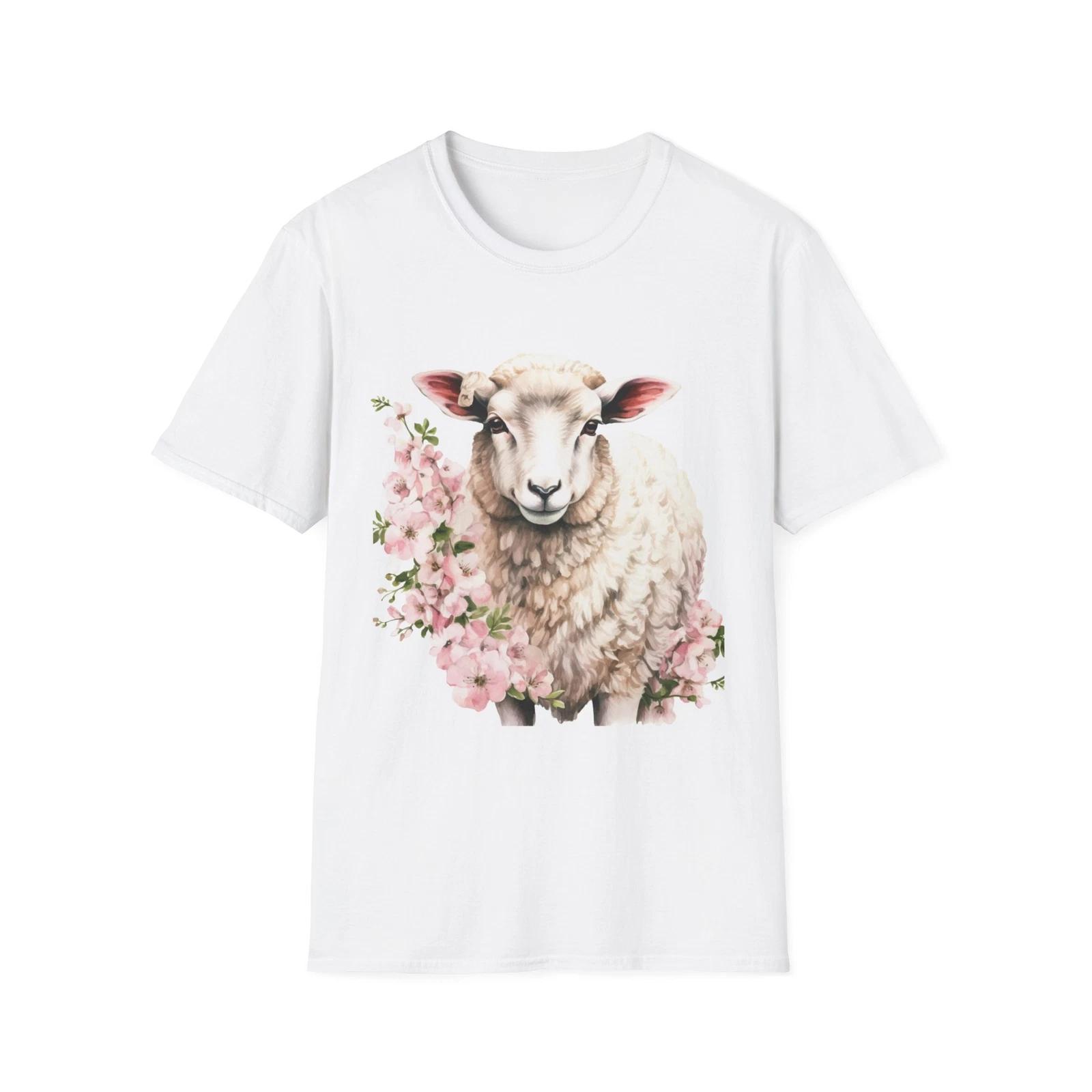 Sheep Floral Spring T-Shirt, Animal Lover Tee, Flower Pattern Shirt, Cute Spring L