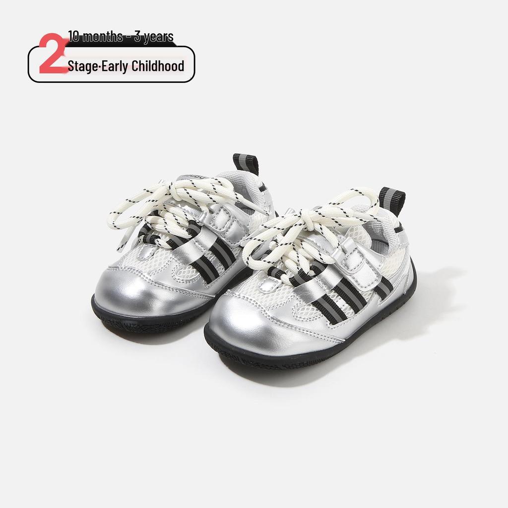Spring Baby First Walker Non-Slip Sneakers - Soft Sole, Trendy German Training Shoes for Boys & Girls