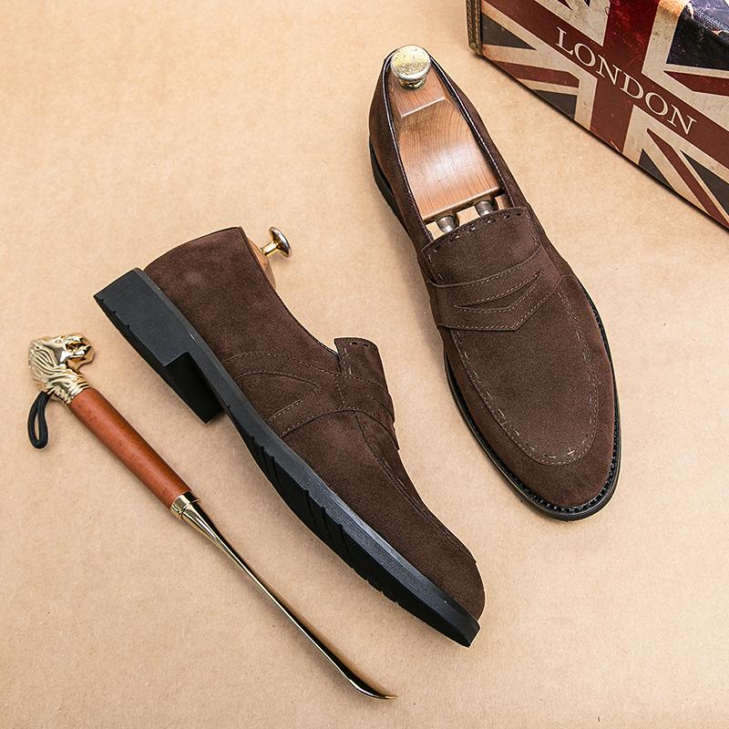 

Чоловіче повсякденне шкіряне взуття Бренд Взуття для водіння Чоловічі замшеві лофери Мокасини Офіційне взуття для чоловіків Нова італійська мода Взуття для відпочинку 41 коричневий