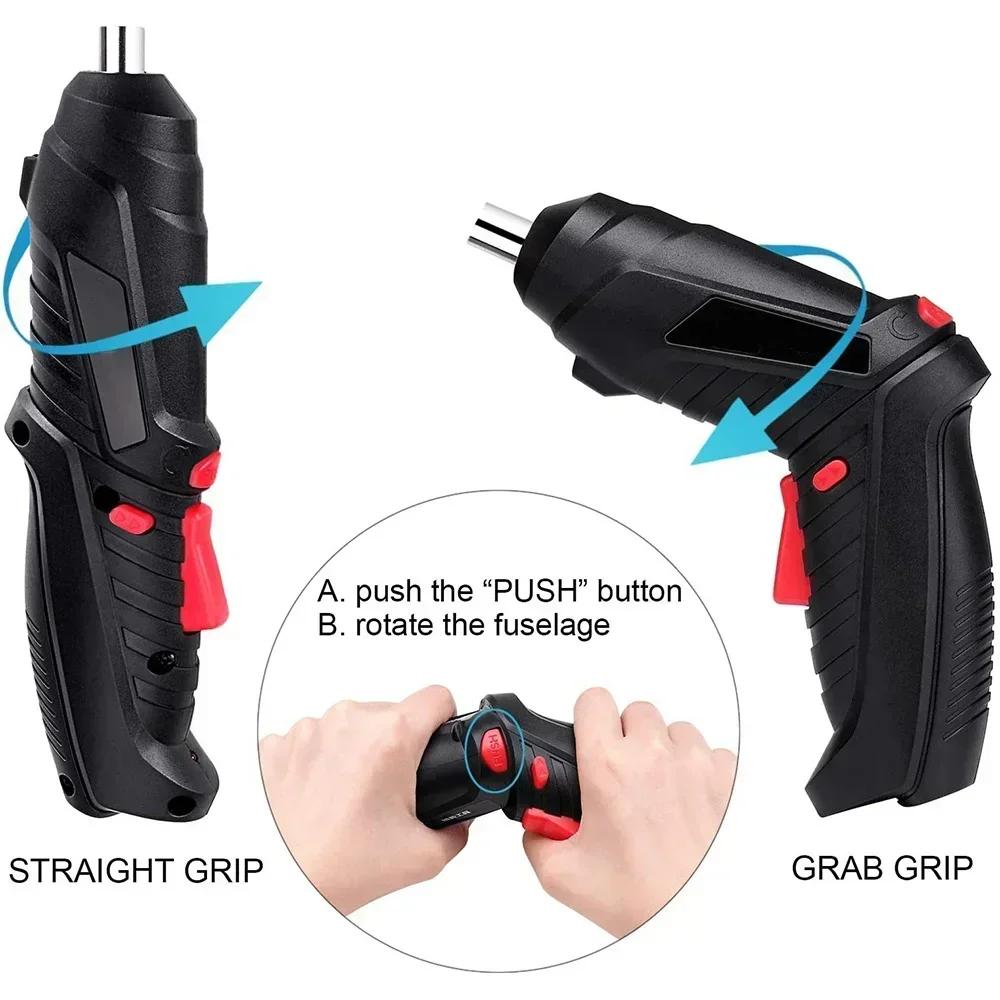 STONEGO 3.6V Cordless Electric Screwdriver Kit, Rechargeable with 44/11pcs Bit Set, LED Light, Flexible Shaft, Micro USB