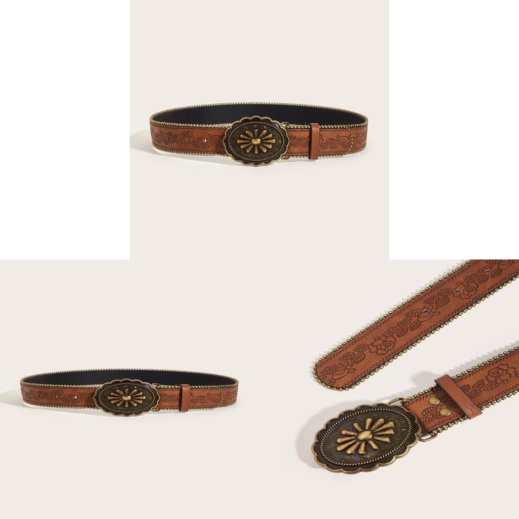 Punk Leather Belt With Metal Buckle For Men And Women Fashion Accessory