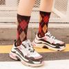 5 Pairs Autumn and Winter Women's Socks Retro Tube Socks Classic Diamond Fashion Socks