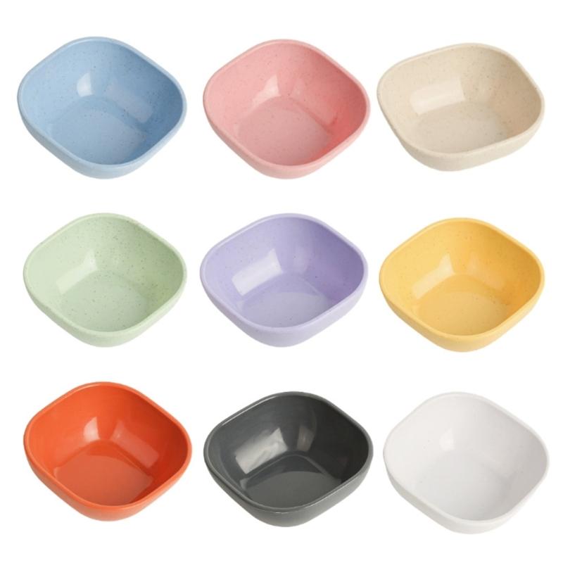 Hamster Food and Water Feeder Bowl Set, 9 Plastic Bowls in Assorted Color with Rounded Edges, and Open Rounded-Square Shape For Daily Feeding