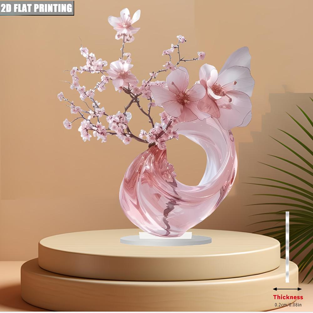 Elegante rosa Kirschblüten, 2D flaches Acryl, Tischdekoration, geeignet für Wohnzimmer, Büro, Geschenke, Weihnachten, Halloween