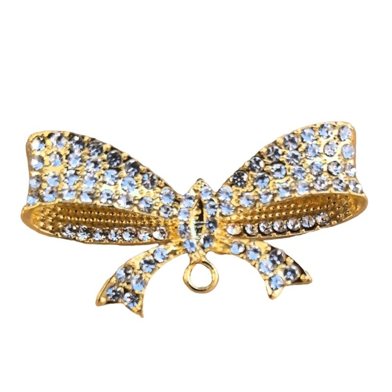 Elegant Crystals Bowknot Brooch Alloy Jewelry Accessory for Women Gift