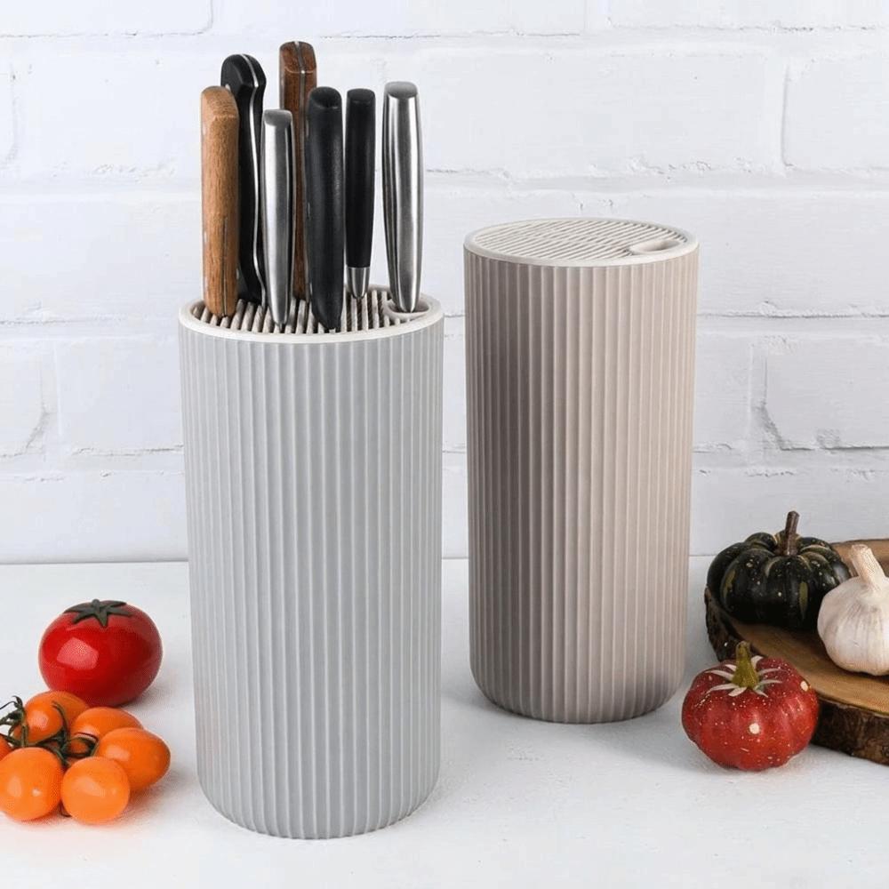 Flexible Inserted Design Kitchen Cutter Holder Ribbed Round Universal Cutter Block Breathable Vertical Kitchen Cutter Organizer