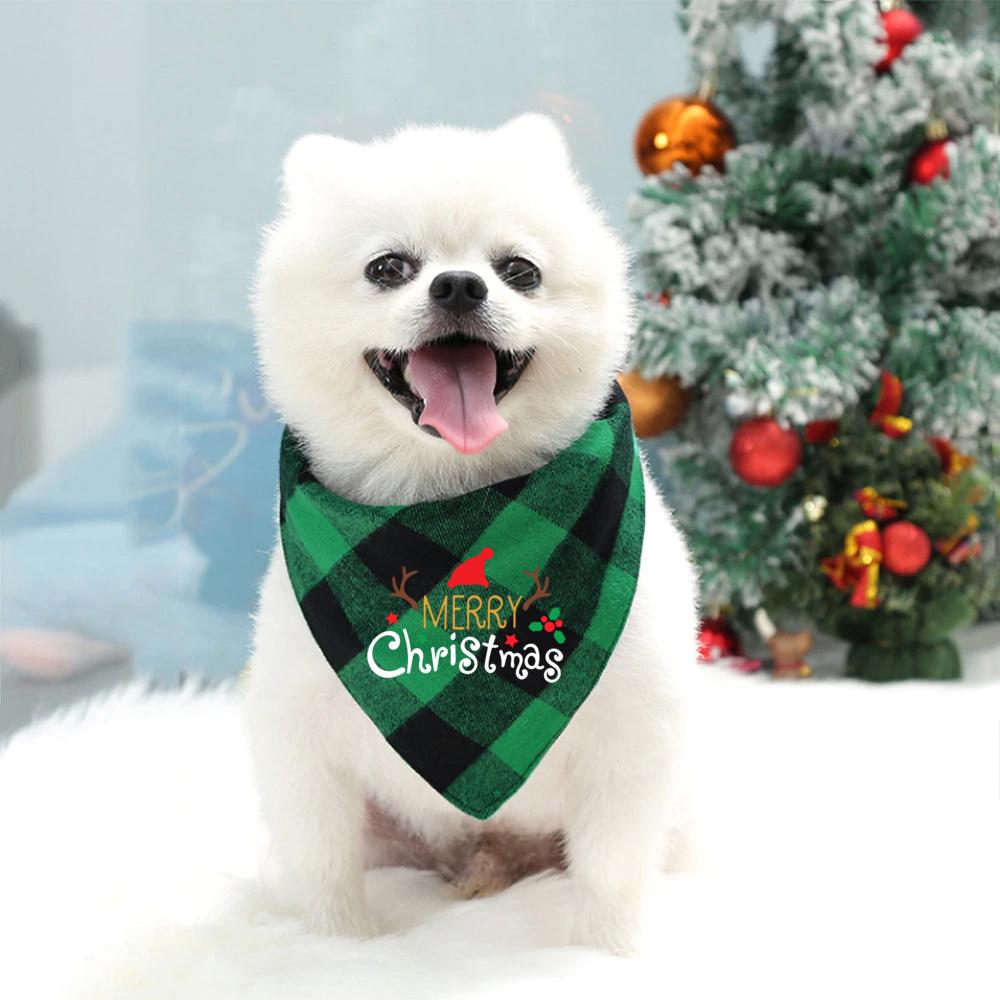 Happy And Bright Truck Printed Dog Cat Scarf Bandana Pet Bib Saliva Towel Washable Pet Accessories Christmas Decor New Year Gift