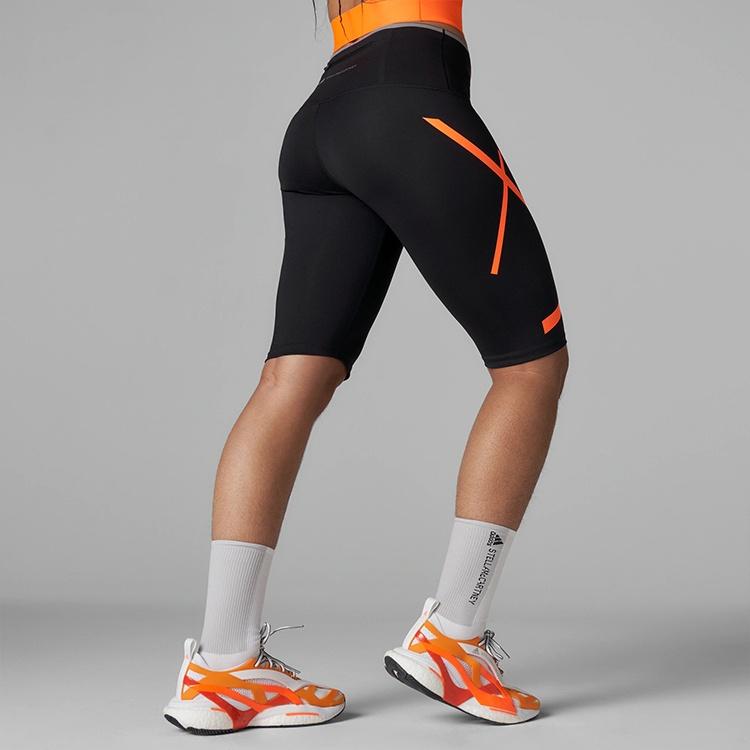 (WMNS) adidas by Stella McCartney TruePace Short Running Tights Asia Sizing 'Black Orange' Women's HB6082