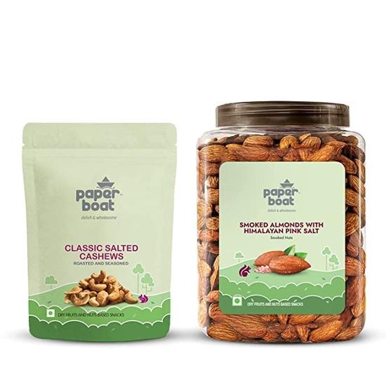 

Paper Boat Premium Smoked & Roasted Almonds (1000gms) + Salted Cashew Nuts (1 X 200gms) Combo Pack 1.2