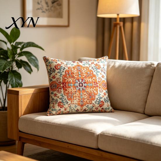 Square Pillow Case Boho Throw Covers, 18 x Inch Bohemia Bedroom Pillowslip Ethnic Style Cushion Case, Decorative Pillowcase for Sofa Couch