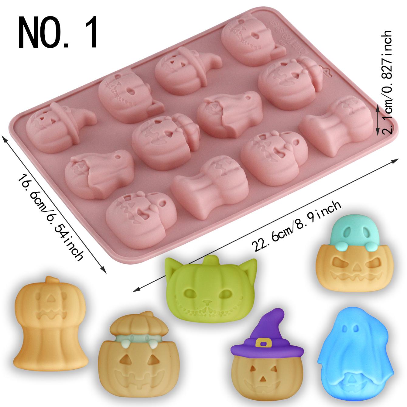 1 pcs Halloween silicone mold, pumpkin, skull, bat, spider, tombstone-shaped baking  cake decoration gummy candy chocolate mold