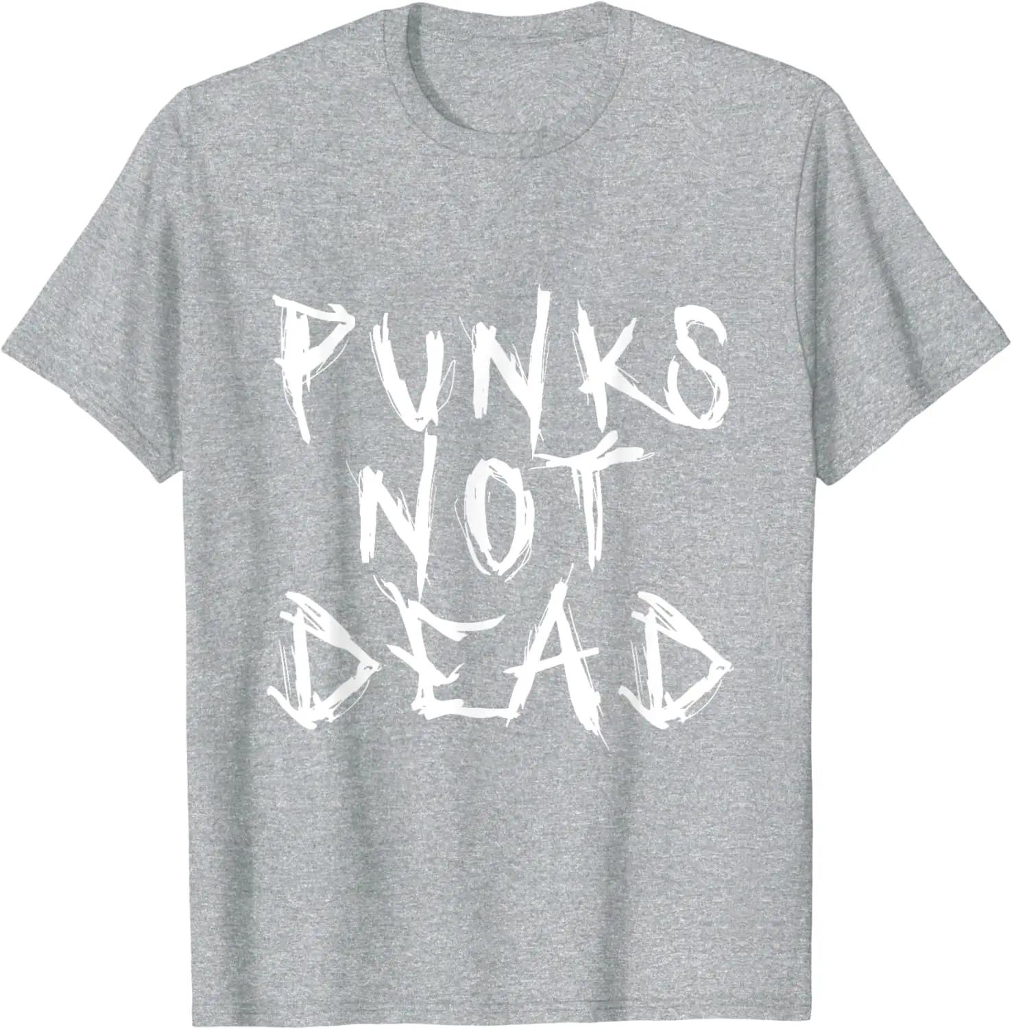 Футболка рокера с надписью «Punks Not Dead» в стиле панк-рок, эстетическая субкультура S