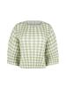 Waiowai Gingham Check Pleated Round Blouse_Green