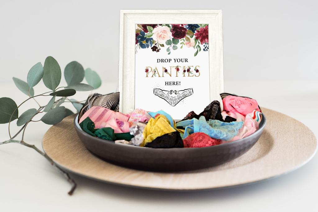 Inkdotpot Girls Night Out Bachelorette Party Panty Game Floral Bridal Shower Game 1 SignA    30 Size