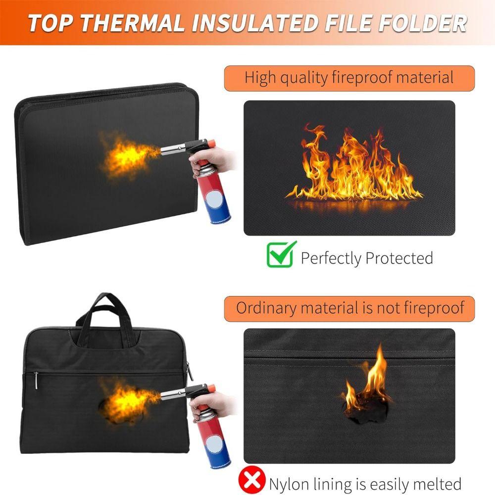 Fireproof Accordion File Organizer Zipper Closure A4 Files Briefcase  Office Accessories