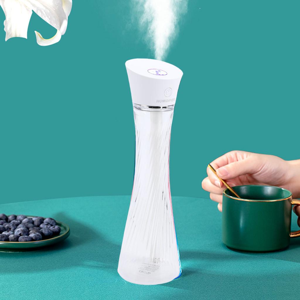 Small Desktop Humidifier 250ml Quiet Clear USB Portable Slim Cool Mist Humidifier for Indoor Office Car White