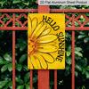 2D Flat, 1pc "Hello Sunshine" Yellow Daisy Metal Wall Art Sign - 8*12 Inch Aluminium Floral Decor, Sunny Summer Style Plaque, Perfect for Porch