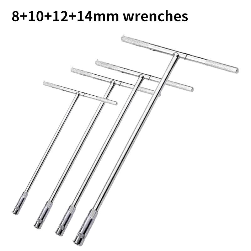 4 шт./комплект Набор многокомпонентных комбинированных Т-образных торцевых ключей из хромованадиевой стали для автомобильного и домашнего обслуживания - Прочный