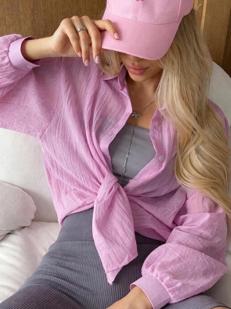 Minimalist Transparent Long-Sleeve Shirt: Casual Summer Drape for Sun Protection