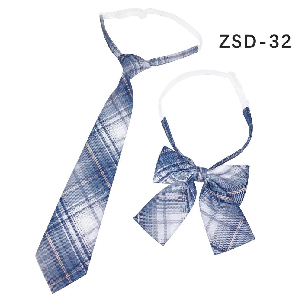 Unisex JK Collar Plaid Bowknot Flower Set - Polyester Cotton Student Uniform Accessory