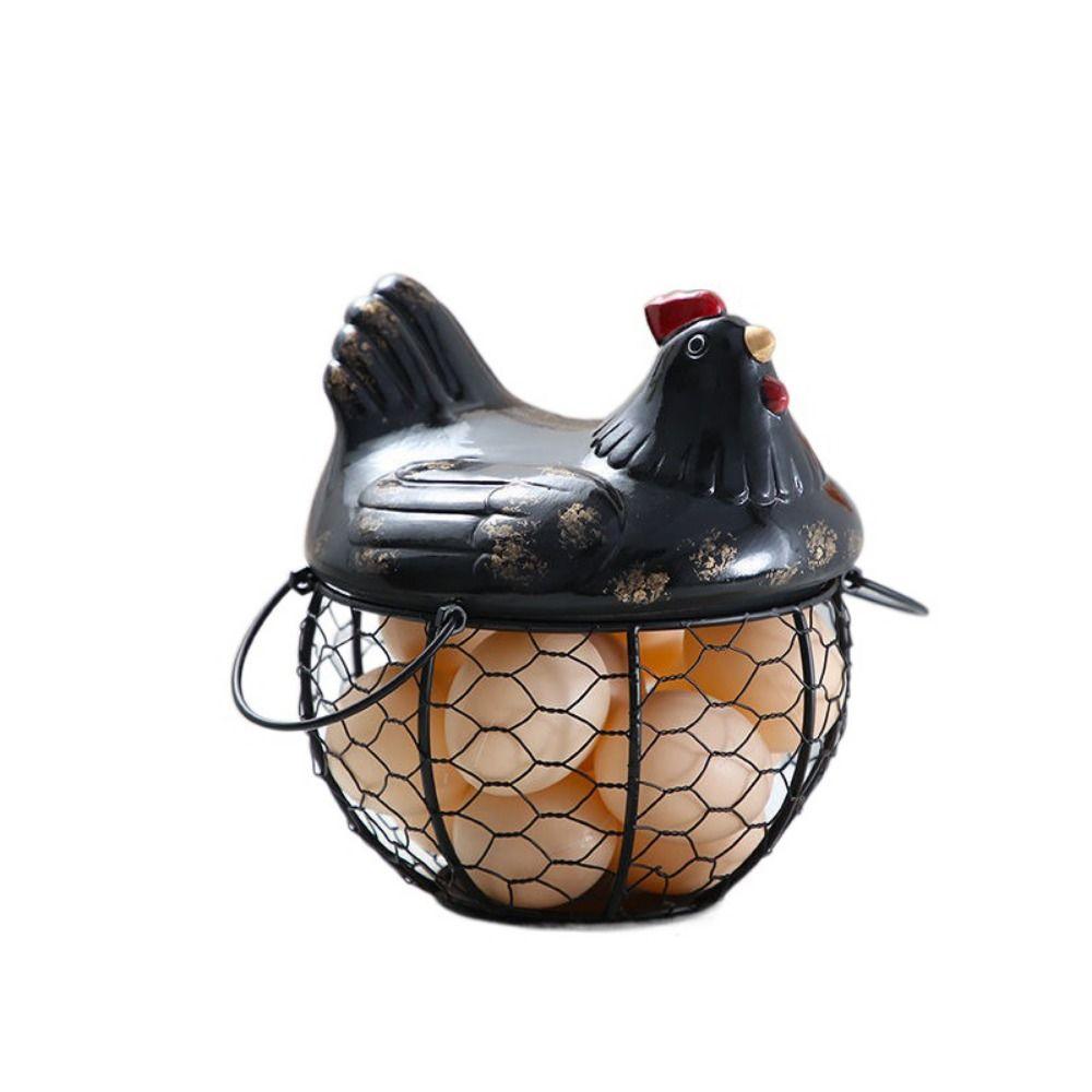 Rustic Hollow Egg Container With Cover Chicken Storage Rack Portable Hen Egg Basket  Fruit Basket