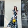 2026 Summer French Resort Style Long Floral Dress with Ruffled Sleeves and High Waist