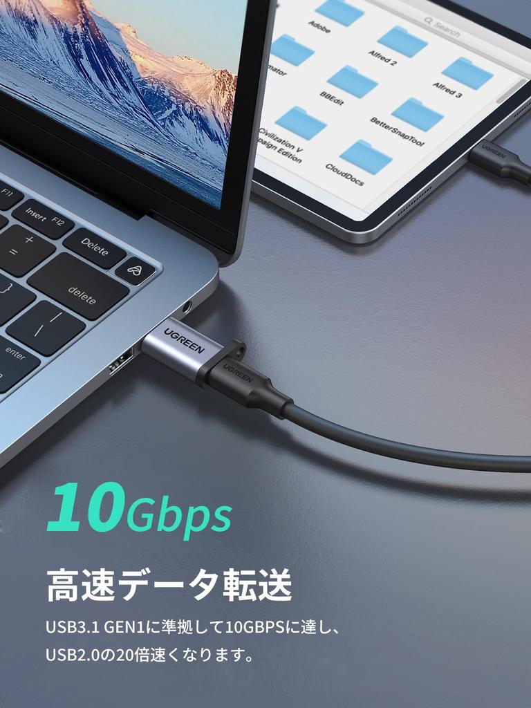 UGREEN USB USB Type C Female To USB Male 10Gbps Fast Charging and Data Transfer Compatible with Windows iPad iPhone Pro and Includes Strap Type-C