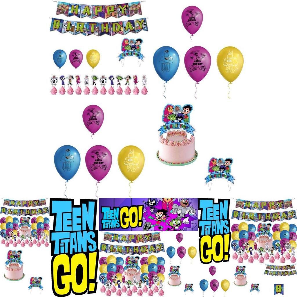 Colorful Teen Titans Go Party Decor Set Safe Eco-friendly Materials High-quality Paper 32pcs