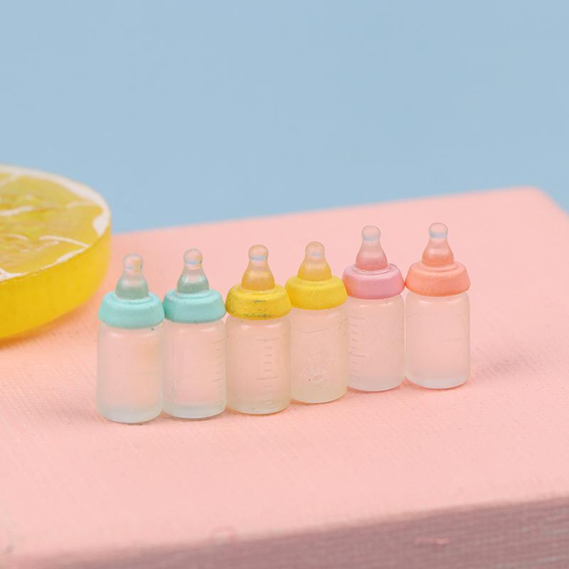 6Pcs 1:12 Dollhouse Miniatures Milk Bottle Baby Bottle Model Doll House Decor