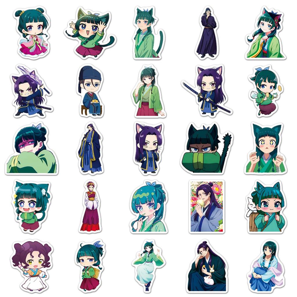 50 Fogli di Adesivi Personaggi Gatto Anime - Sussurri della Ragazza della Farmacia Tema Cartone Animato