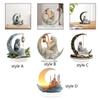 2D Flat Acrylic Moon Desk Ornament Acrylic Novelty with Base Display Artwork for Cafe Gift Spring Festival Drawing Room Dorm