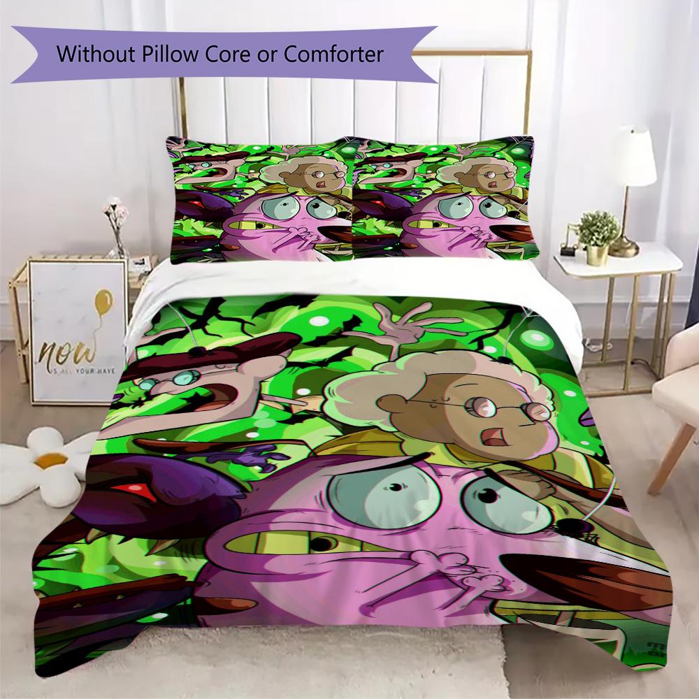 Courage the Cowardly Dog Pattern Bedding,Quilt Set Quilt Cover Pillowcase Home Birthday Gift (1*duvet Cover+2*pillowcase,without core)SSJT0917204