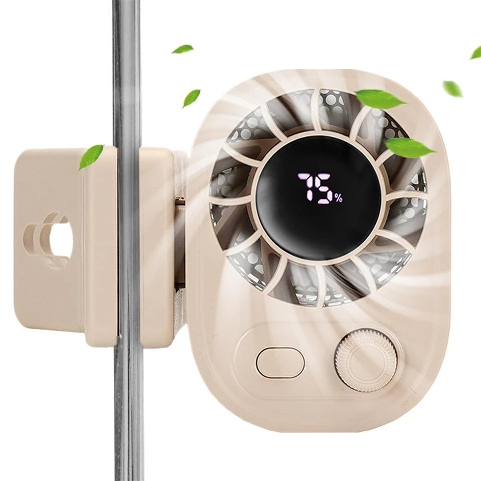 1pc Hipacool Portable Clip Fan 360° Rotatable 100 Speed Wind 12V USB Rechargeable Electric Fan Low Noise Mini Fan Clamp Anywhere