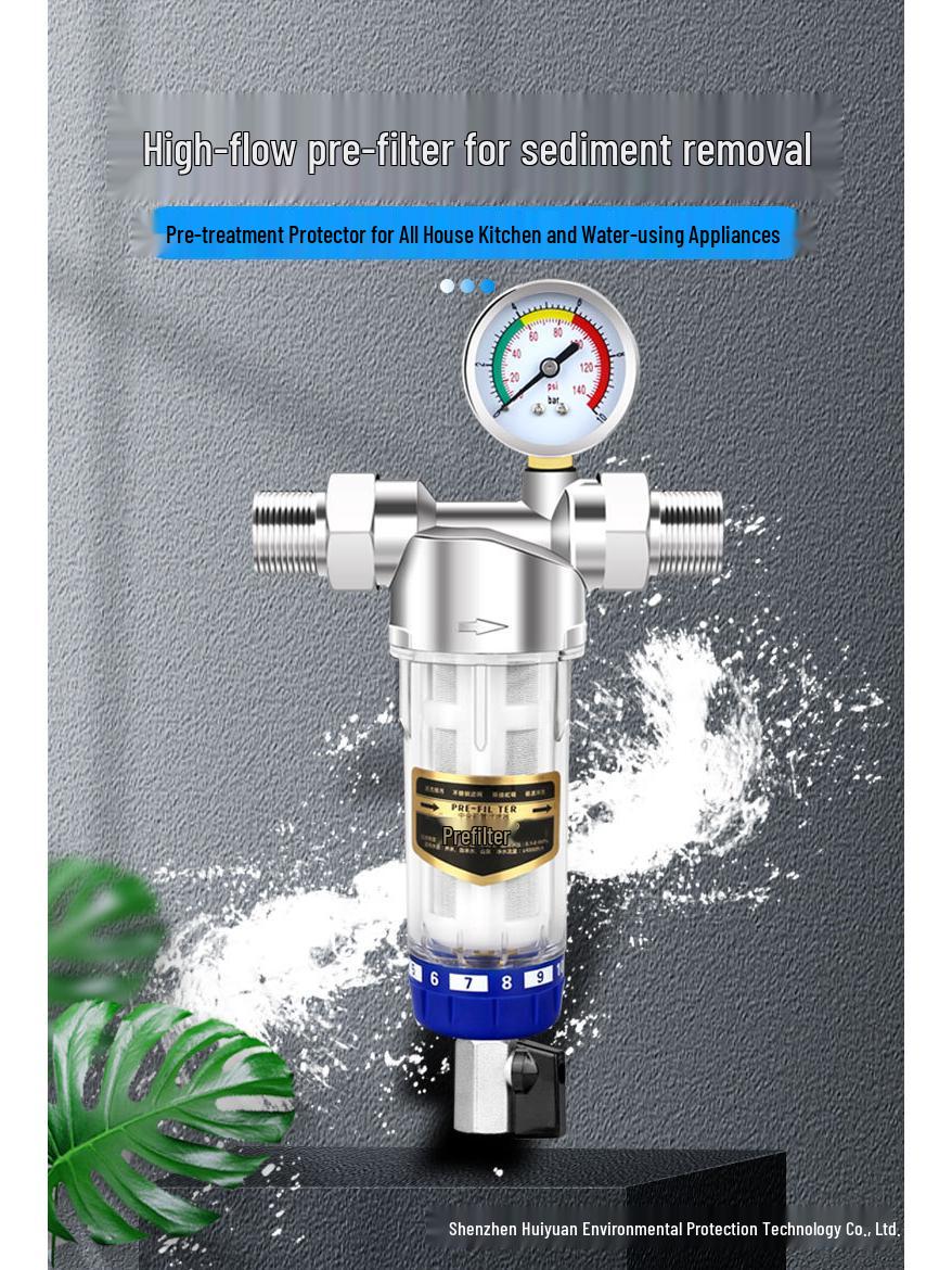 Бытовой высокопроизводительный предварительный фильтр-очиститель для колодезной воды