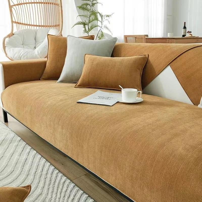High Grade Solid Color Chenille Sofa Cover Four Season Universal Sofa Towel For Living Room Non-slip Sectional Couch Cover