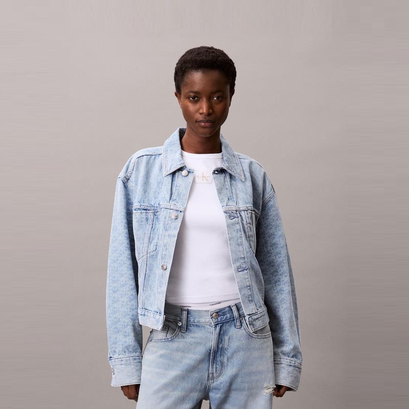 Calvin Klein Amerikanischer Stil Retro-Print Baumwoll-Denimjacke Damenjacke 47C782G