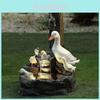 Squirrel And Duck Solar Water Fountain Resin Garden Decor For Patio And Lawn