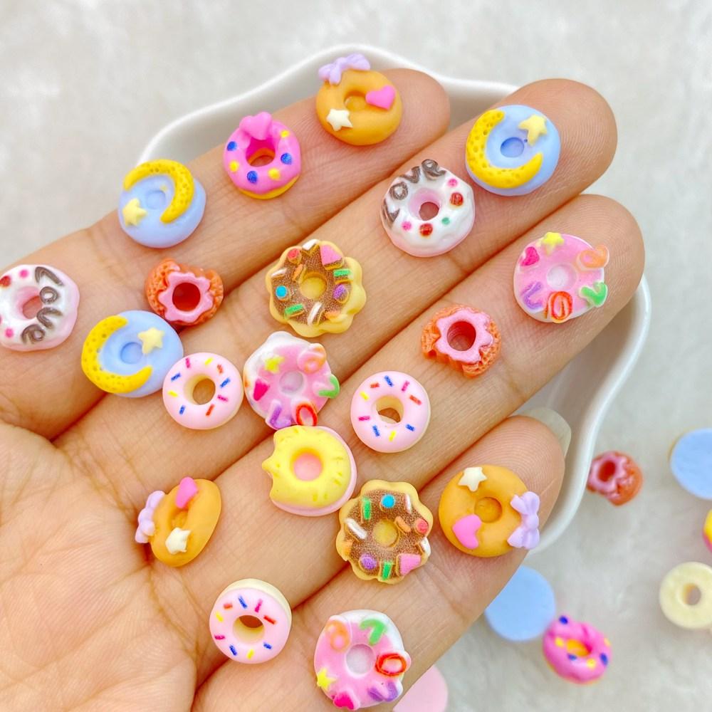 20Pcs Mixed Nail Art Resin Cartoon Doughnut Designer Charms Rhinestones DIY Craft For Nail 3D Decorations Jewelry
