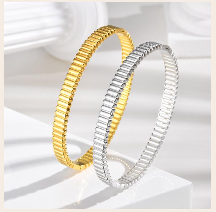Stainless Steel Bangle Bracelet Women,18k IP Gold Plated Waterproof  Minimalist Designer Inspired Jewelry Gift