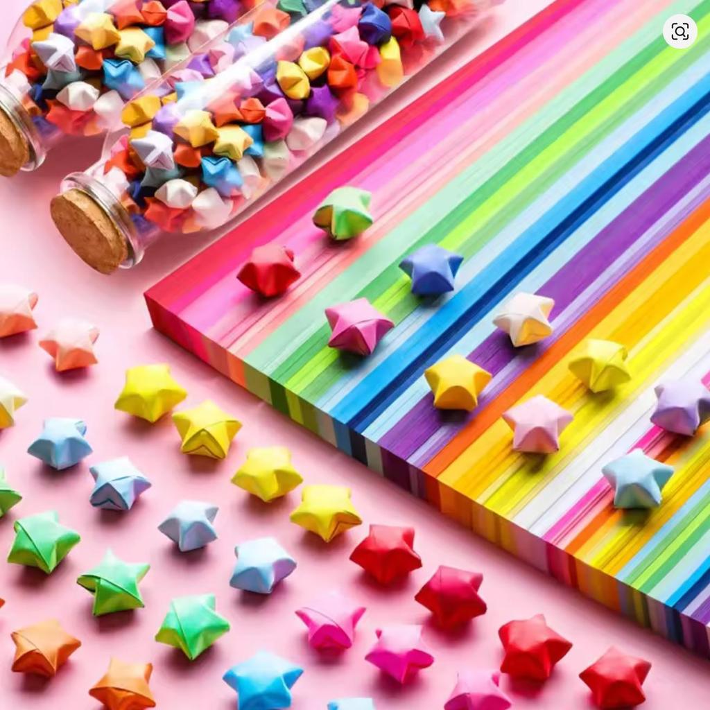 Set de 1030 de coli de hârtie Origami Stea Față-Verso în 27 de Culori Vibrante Aleatorii Perfect pentru Decor Stele Norocoase Handmade Artizanat Artă DIY