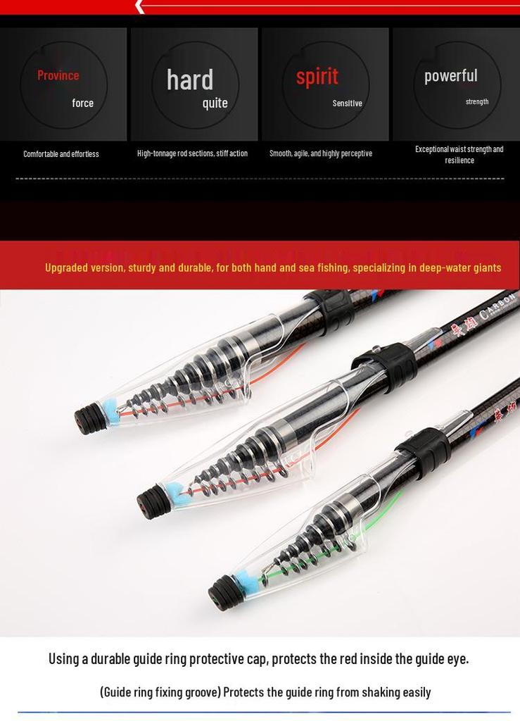 Hero Carbon Fiber Fishing Rod: Dual-Use for Hand-Held & Sea, Sizes 2.7m To 6.3m