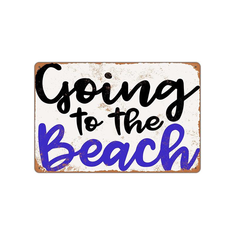Summer Beach Sunset Metal Tin Sign Plaques Scenery Iron Painting Cafe Bar  Home Decor Seaside House Wall Tin Plate Poster