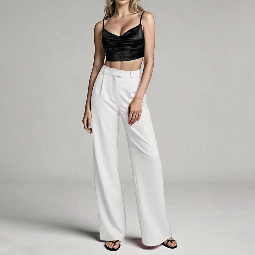 Women's Casual Commute High-Waisted Straight Leg Suit Trousers