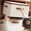 1pc Large Heavy-duty Storage Box with Lid, Hard Shell Fabric Closet Organizer Container for Clothes Blankets Toys Home Organizer