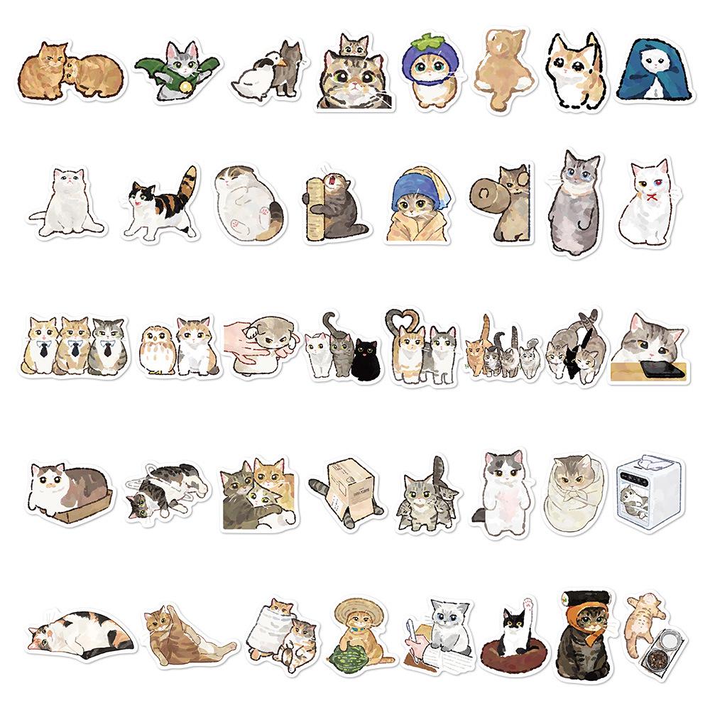 77 Adorable Cartoon Cat Waterproof Stickers for Laptop, Journal, or Phone Decoration