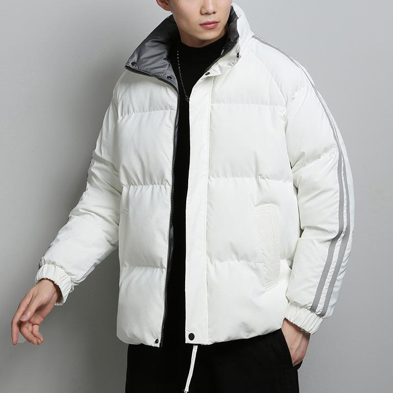 Two bars winter casual handsome young neutral style printed label thickened men's cotton-padded jacket