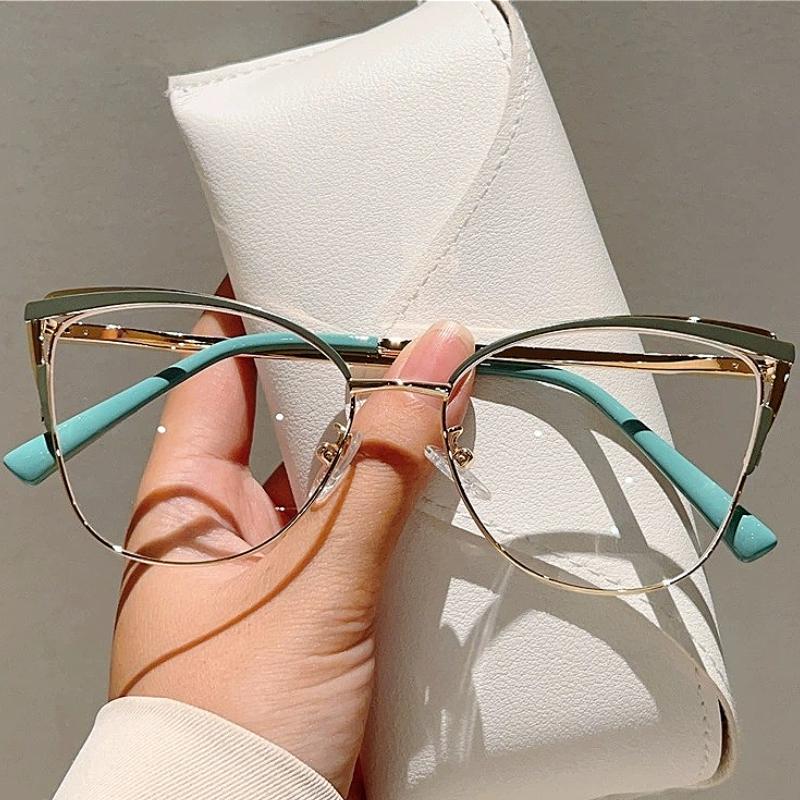 New Simple Cat Eye Metal Anti Blue Light Glasses for Women Fashion Glasses Business Computer Goggles Eyeglasses Whosale