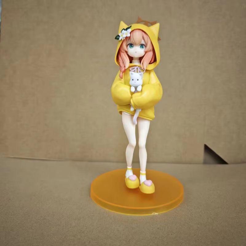 

Blue Archive Iroha Marie Figurine Cat Ear Hoodie Anime Girl Pvc Model Desktop Decoration Collectible Cute Plaything Fans Present 19Cm