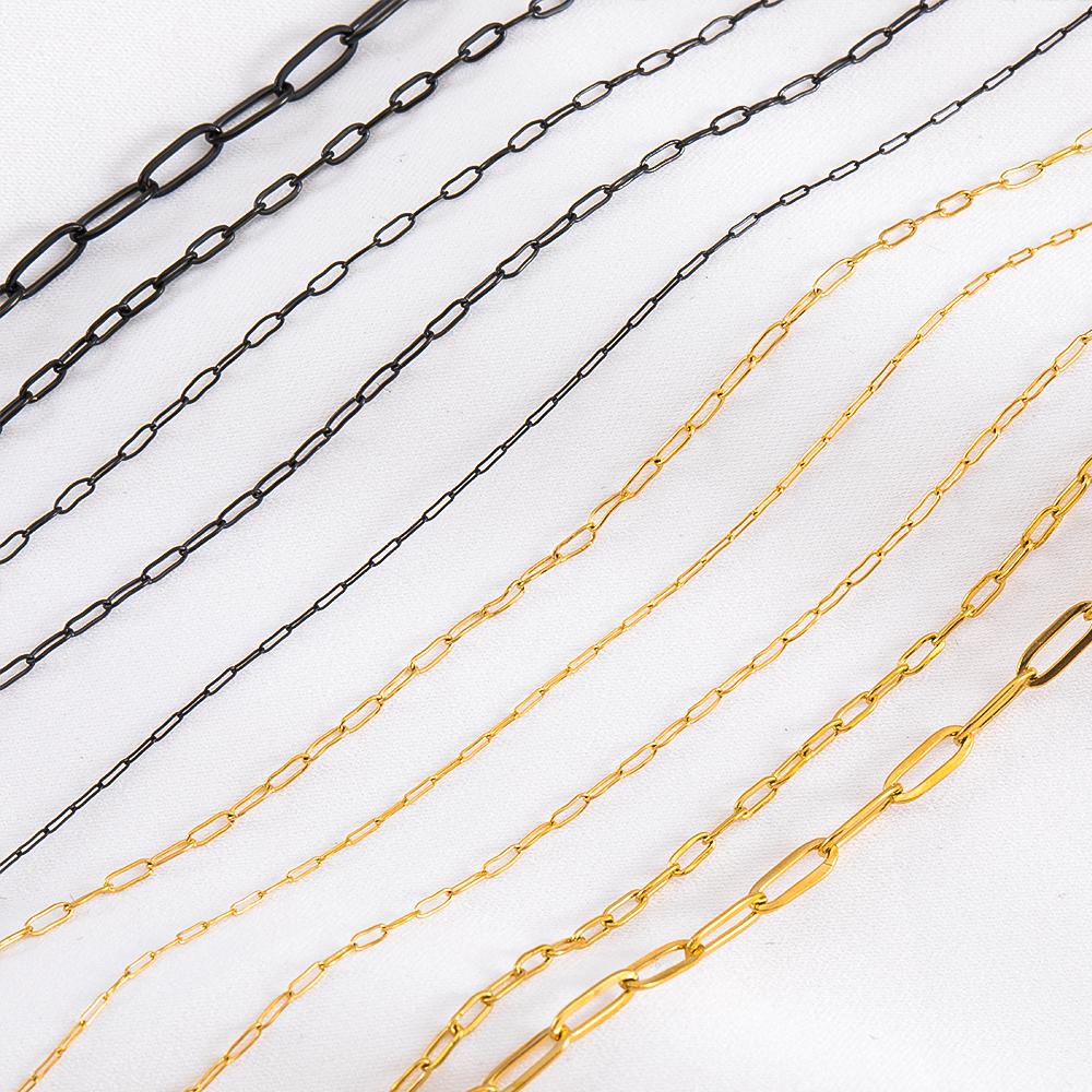 0.5M 1M 2M Gun Black Stainless Steel 2.5mm To 6mm Thin Frame Link Chain for Jewelry Making Findings DIY Necklace Bracelet Chain