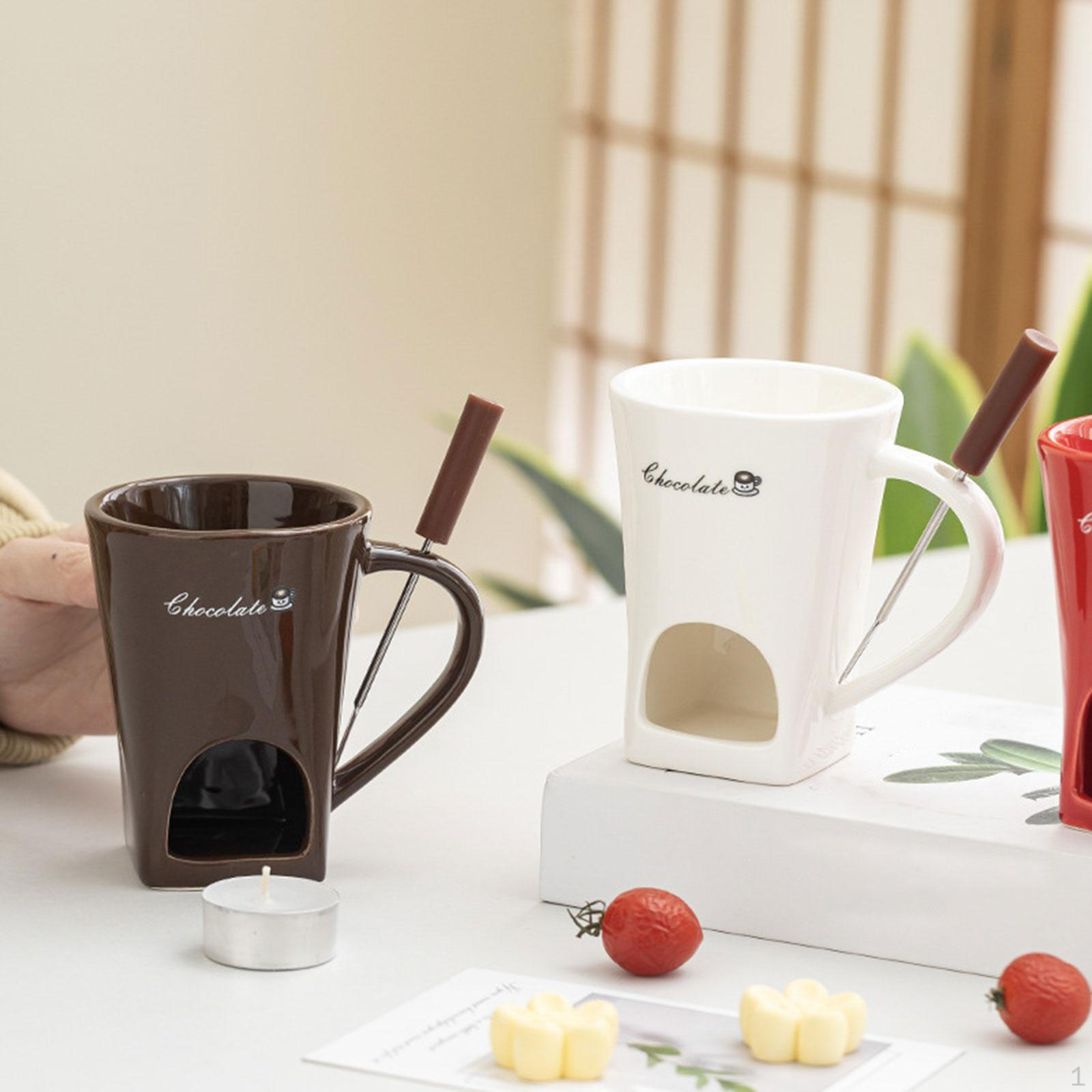 Кружка для шоколадного фондю Керамическая подогреватель для масла Горшок-расплавитель Посуда для десерта Coffee Color